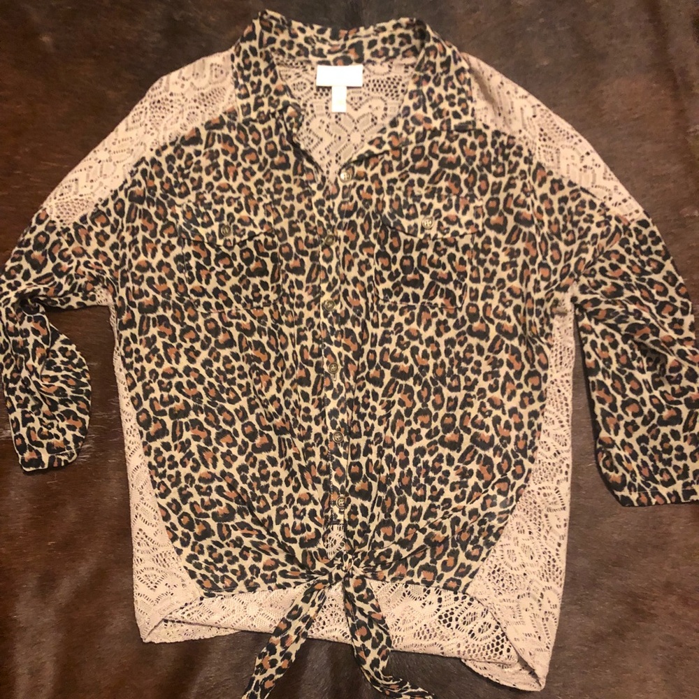 NWOT Leopard and Lace Top